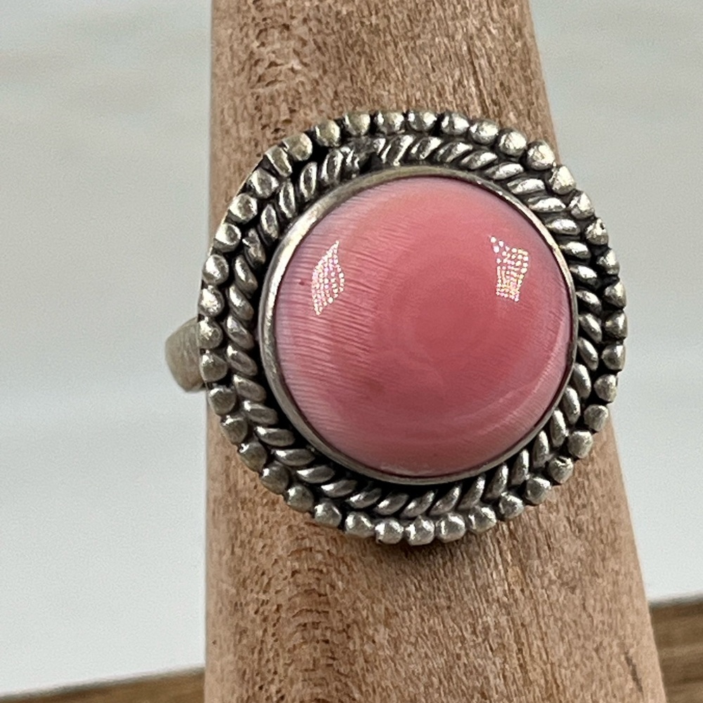 925 Solid Sterling Silver Pink Conch Shell Gemsto… - image 8